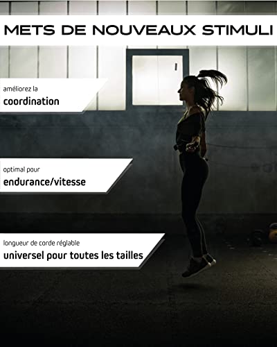 Wild Instincts® Corde à Sauter Sport Professionnelle, Corde à Sauter avec Roulement à Billes, Poignées Antidérapantes, 3m de Corde en Acier, Poids Supplémentaires, Sac, Corde à Sauter Lestée – vue 3