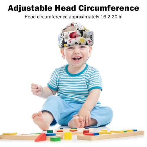 Image of Baby Head Protector Baby Helmet for Crawling Walking, No Bumps Safety Head Adjustable Protective Cap for Walking, Playing (Dinosaur A)