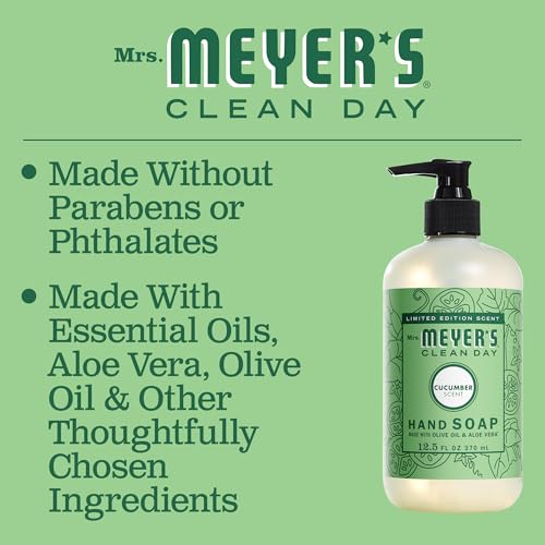 Image of MRS. MEYER'S CLEAN DAY Hand Soap,Cucumber Scent,12.5 Fl Oz Bottle,(Pack of 2)