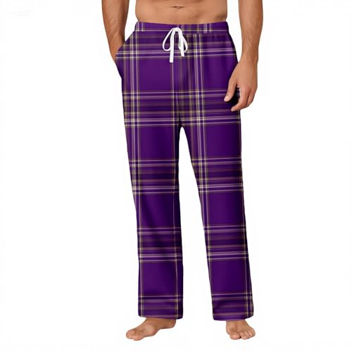 Mens Pajama Pants Soft Lightweight Drawstring Straight Leg Sleep
