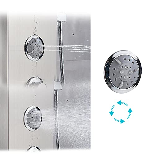 Columna de Ducha Panel de Acero Inoxidable LED sistema de ducha mezcladora con boquillas de masaje y cascada Acabado cepillado miniatura 4