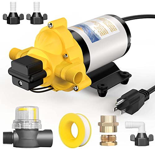 Yomilink 110V Ac Water Pump 4.0 Gpm 45 Psi, 110 Volt On Demand Water Transfer Pump, Self Priming Booster Pressure Diaphragm Pump, Fit For Kitchen Bathroom Rv Marine Yacht Lawn Garden #TOP24