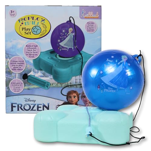 Image of Disney Frozen Reflex Soccer Ball Training Kit for Kids - Indoor & Outdoor Solo Football Trainer with Recoil Action - Portable & Compact Soccer Practice Set|Gift for Boys & Girls Ages 3+