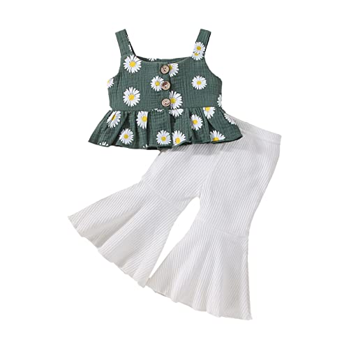 DDDHL 2023 Summer Boy Outfit Infantil Meninas Sem Manga Floral Impresso Camiseta Colete Tops Sino (V