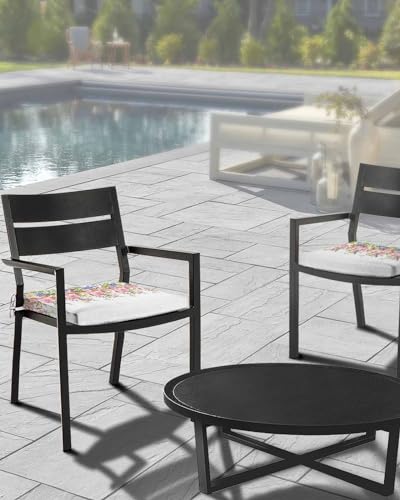 Edwiinsa Colorful Floral Indoor/Outdoor Seat Cushions Cover,Waterproof Patio Chaise Lounge Cushion Cover for Beach Pool Side Chair Cushions 22x22x4 Pieces Spring Botanical Flower Leaves Hreb