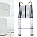Produktbild Teleskopleiter 6,2m mit Dachhaken-Kit Aluminium Klappbare Leiter Dachleiter mit Dachhaken 600cm Telescoping Attic Ladder EN 131 Zertifikat (16.3kg), 15 Stufen, Belastung 150kg/330lbs