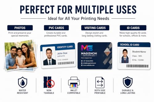 Image of Inkjet Non-Tearable Synthetic Sheet 6 x 4 Inch (152 x 102 mm), 200 Micron, Both Side Printable, Waterproof PVC Card & Photo Printing Paper for Inkjet Printers (Pack of 50 Sheets)