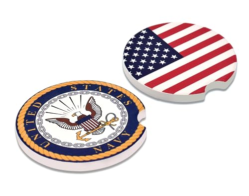 Portavasos cerámicos para autos con bandera USA (2.6") set 2 miniatura 1