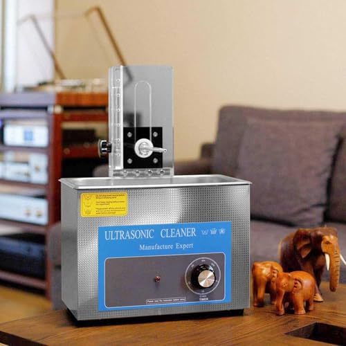 Pulitore a ultrasuoni per dischi in vinile, pulizia profonda per 1-6 dischi, funzione timer digitale con staffa elettrica, soluzione di pulizia efficiente