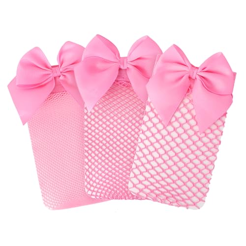 Littleforbig Women's Bow Fishnet Mesh Net Ankle Socks - 3 Pairs