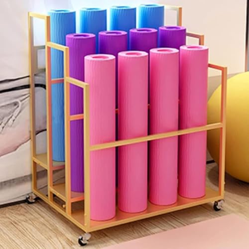 Rangement tapis de yoga métal chariot rouleau mousse organisateur gym domicile grande capacité