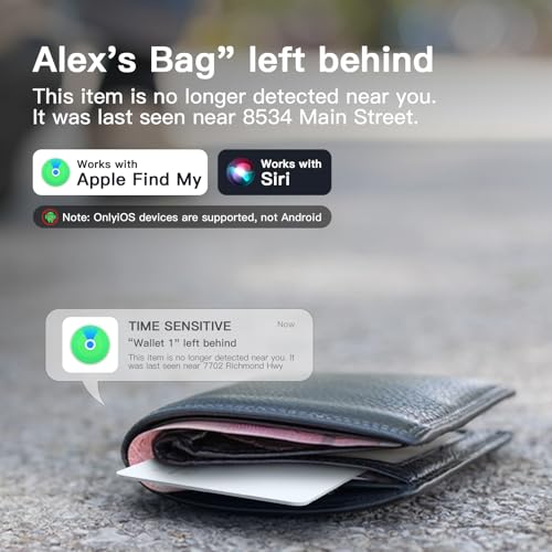 Image of Wallet Tracker Card, Wallet Tracker Compatible with Apple Find My (iOS Only), Ultra Thin GPS Item Finder, Tracking for Luggage Tag, Lost Item Alert Feature, 90-100db Loud Sound, Waterproof, White
