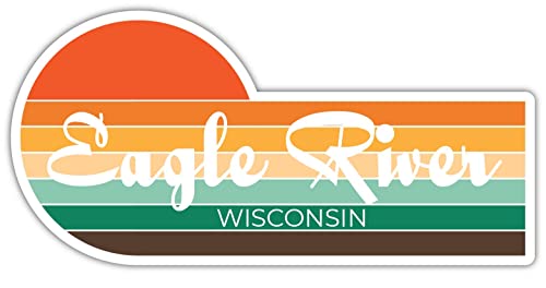 Eagle River Wisconsin 2 x 1.25 Inch Sticker Retro Vintage Sunset City 70s Aesthetic Design