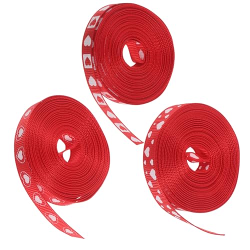 Healvian 3 Rollos Cinta De Amor De San Valentín Cinta De Borde Cinta Hecha a Mano Cinta De Cinta Listón Rojo Felpa Cinta De Corazon Cinta Blanca Cinta De Gasa Poliéster