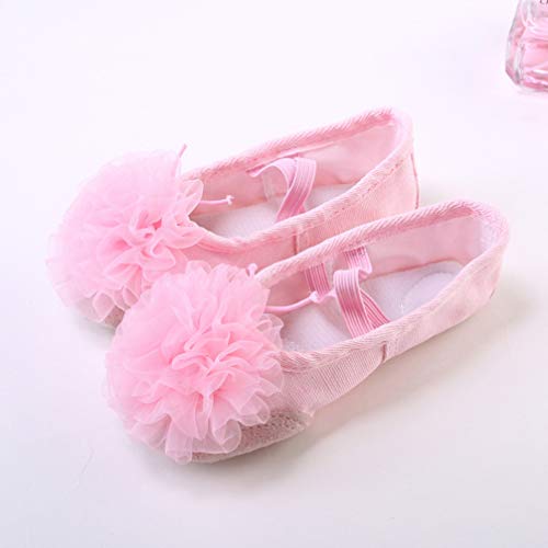 1 Pair Yoga Split Flats Dancing Shoes for Children Pocket Shoes Canvas Ballet Flats Performance Dance Slipper Ballet Slippers for Girls Pink Spa Toe Socks Toddler4
