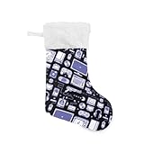 1pc Cute Christmas Stocking Velvet Craft Socks,Gaming Pattern 18 Inches Mantel Hanging Ornaments for Family Holiday Party Decorations Cuff Stocking Gift