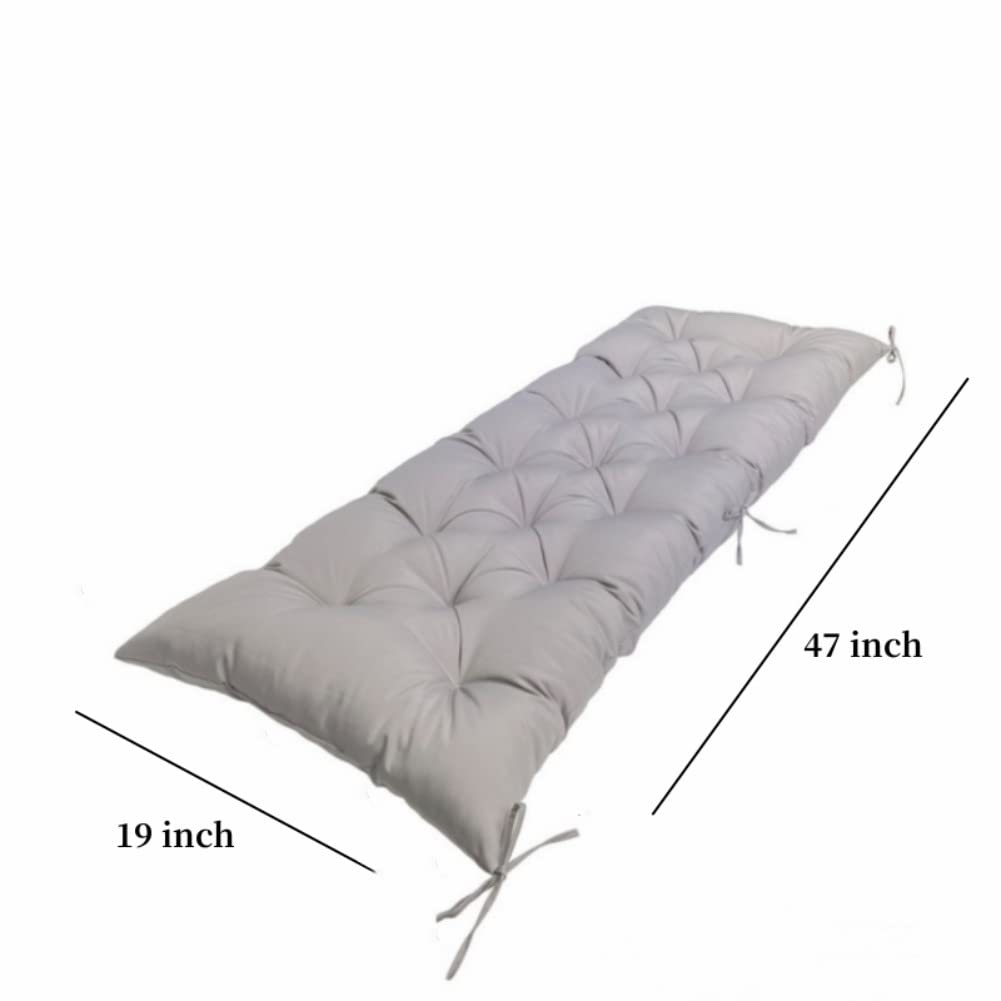Srutirbo Waterproof Indoor/Outdoor Bench Cushion Garden Non-Slip Swing Chair Cushion,Thicken 8CM Loveseat for Patio Furniture Wicker Bench, Indoor Lounger Seat (47x19in, Light grey)