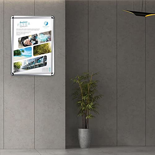 M&T Displays Snap Poster Frame 11X17 Inch Silver 1" Aluminum Profile Front Loading Wall Mounting Photo Picture Document Certificate Sign Holder Round Corner Anti Glare Cover #TOP7