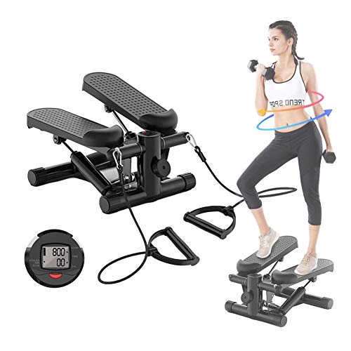 HJHYE Mini Stepper, Step Cardio Fitness Maquina de Subir Escaleras Casa, Stepper Up-Down con Banda de Resistencia, Ideal para Principiantes, LCD Pantalla Multifuncional, Carga -150KG
