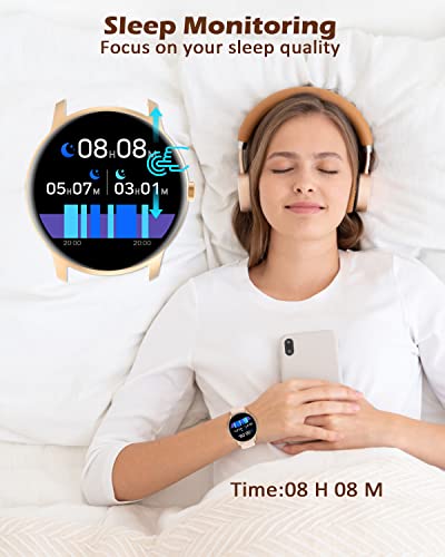 Niudokk Round Smart Watch For Android Phones/Iphone Compatible: Fitness Watch Step/Calorie Tracker Watch For Women,1.65' Heart Rate Monitor Sleep Fitness Tracker Spo2 5Atm Waterproof Pedometer Watch #TOP3