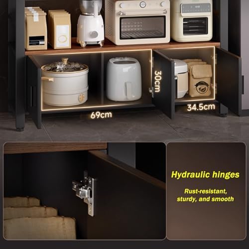 Large Capacity Steel Sideboard Buffet Cabinet with DIY Pegboard, Freestanding Kitchen Storage Cupboard, 360° Rotating Foot Pads, Modern Pantry Organizer (31.4in/80cm)