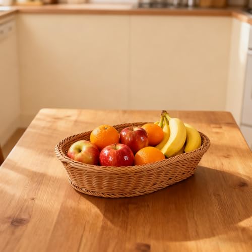 Cesta imitación mimbre para pan lavable y duradera de 2 piezas 8