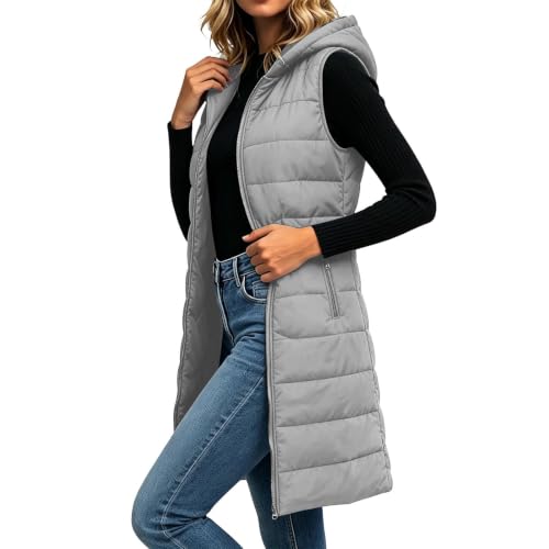 Puffer Vests for Women Hooded Quilted Vest Sleeveless Padded Coat Outwear - image 1