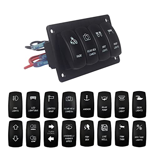 Image of Customize 4 Way Rocker Switch Panel White Led Toggle Switch Panel for Car Boat Marine RV Side by Side UTV Dashboard IP66