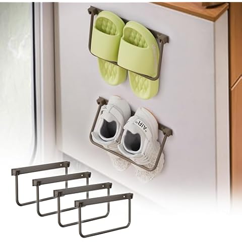 Foldable RV Shoe Rack, Aluminum Wall Mounted Shoe Rack, Adjustable Camper Shoe Shelf, RV Organizers and Storage for Various Shoes, RV Camper Travel Trailer Accessories (4 Pack) Cover