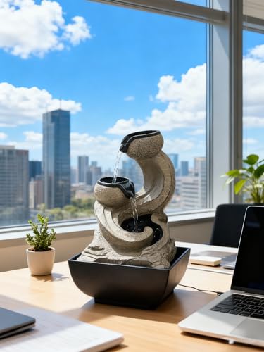 Tabletop waterwater Fountains Indoor,FHNQRQN,8.66in,Waterfall Fountains Indoor,Fuentes de agua para Interior,Small Desk top Water Fall,Zen Bedroom/Office,Water Sounds Decor,Fuente de agua decorativ