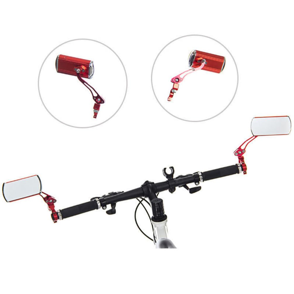 Yardwe Coppia di Specchietti Retrovisori per Bicicletta a 360° Girevoli Compatti Rossi Catarifrangenti per Bicicletta Specchietti Retrovisori per
