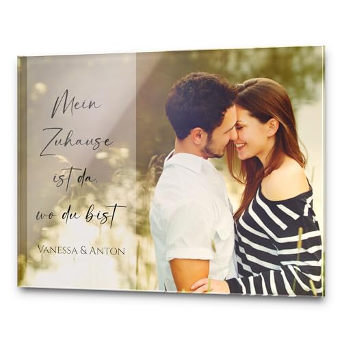 Acryl Glasbild mit eigenem Foto und Wunschtext - Dein Bild auf Acrylglas - große Design- & Schriftarten Auswahl - individuelles Wandbild als persönliches Fotogeschenk