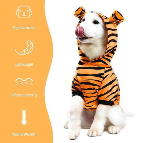 NACOCO Halloween Dog Tiger Costume-Pet Cosplay Clothes Cat Coat Hoodie Outfits Warm Winter Apparel for Dog Small and Medium Cat(M) - image 3