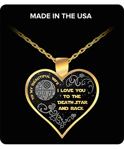 RC Rex Books I Love You to The Death Star and Back - Star Wars Love Necklace - Star Wars Jewelry for Women - Death Star Necklace for Wife