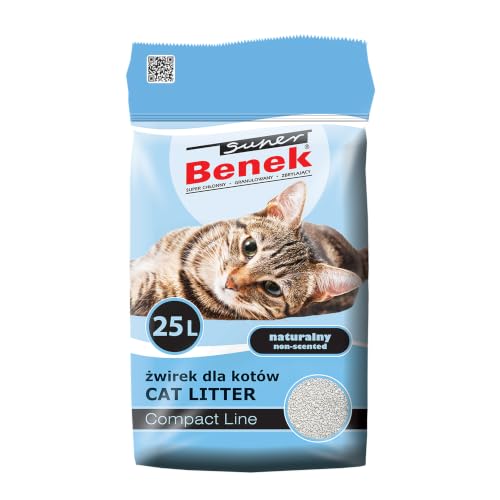 Super Benek Compact Feinkörnige Bentonit-Katzenstreu Natur, 25 L, 20 kg