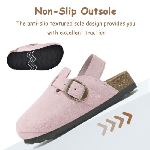 Image of Toddler Suede Clogs for Boys Girls Genuine Leather Adjustable Buckle Slides Potato Indoor Outdoor Slippers