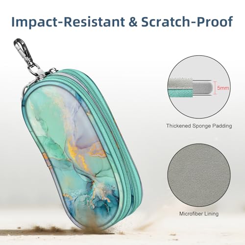 Image of FINTIE Double Sunglasses Case, Soft Portable Eyeglasses Pouch with Carabiner Clip, Dual Zipper Compartments for Men Women