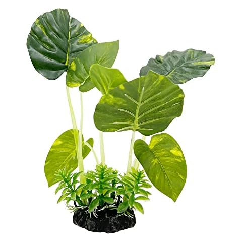 Smoothedo-Pets Aquarium Plants Fish Tank Decorations 5inch Plastic Artificial Plant Goldfish Waterscape Betta Fish Hides/Rest (Rainforest Leaf) Cover