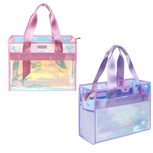 Image of Iridescent Beach Bag Waterproof, 2-Pack Jelly Beach Tote for Women