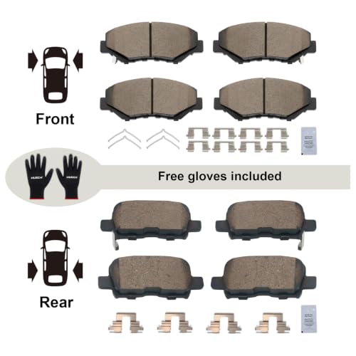 Image of HUSCH Front & Rear Ceramic Brake Pads Fit For Honda Pilot 2003-2008 | Clean Wheels, Quiet, Short Braking Distance, Responsive Braking, Long Service Life, for Various Weather, Road Performance