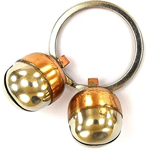 Abdul of Sialkot Extra Loud Pair of Cat & Dog Brass Silver Bells Collar Charm Pet Tracker Acorn Falconry Silver Bottom & Brass top (Large) Cover