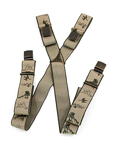 Luise Steiner | Herren Hosenträger Jagdmotive | mit extrastarken Clips & Gummi | Spezialhosenträger | Trachtenaccessoires | Trachtenhosenträger für Lederhosen | oliv oder natur (Natur) Cover