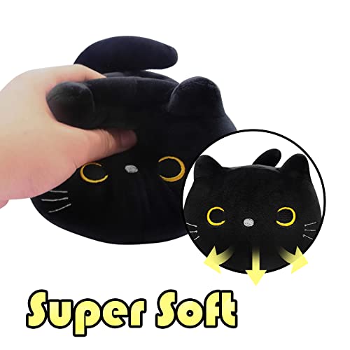 Desdfcer Black Cat Plush, 3D Cat Stuffed Animal Toy Pillow, Kawaii Cat Pillow Black Cat Plushies Cute Round Eyes Kitten Plush Doll Toy For Boys Girls Kids #TOP2
