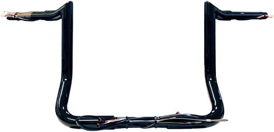 Dominator Industries 1 1/4" PRE-WIRED 10" Meathook Bar Ape Hanger Handlebar Compatible With 2014-2023 Harley-Davidson Bagger Touring Electra & Street Glide, Special, Ultra Limited, low (Black)