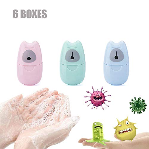 Preisvergleich Produktbild Einwegseifenpapier, Reiseseifenpapier Mini-Reisehändedesinfektionsmittel zum Händewaschen zur Beseitigung von Bakterien (6 Kartons - 300 Stück)