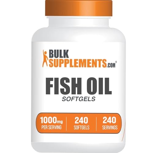 BulkSupplements.com Fish Oil 1000mg Softgels – Fish Oil Supplements, Omega 3 Supplements – Gluten Free, 1 Softgel per Serving, 240 Count (Pack of 1)