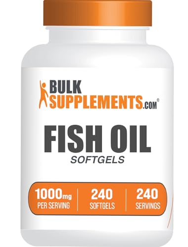 BulkSupplements.com Fish Oil 1000mg Softgels - Fish Oil Supplements Omega 3 Supplements - Gluten Free 1 Softgel per Serving 240 Count (Pack of 1)