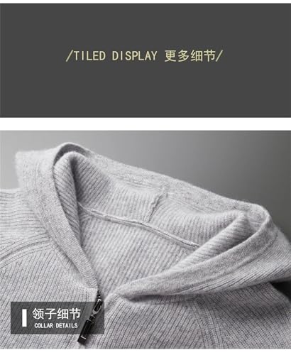 Men's Casual Knitted Cashmere Cardigans Loose Hooded Cardigan Sweater Rib Knit Cardigan Sweater4