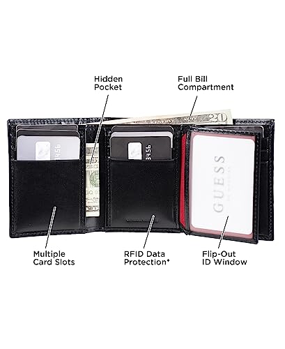 GUESS Men's Leather Trifold Wallet, Black Chavez, One Size4