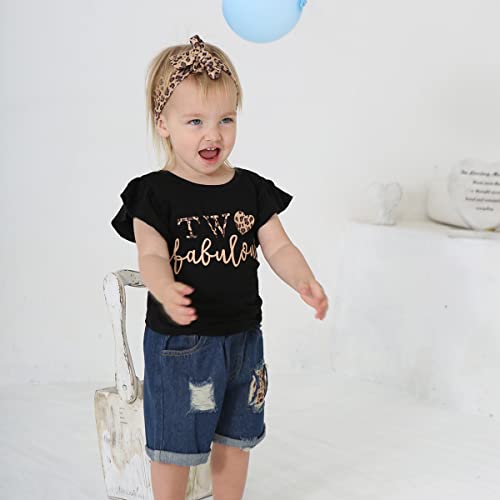 Shalofer Baby Girl 2nd Birthday Outfits Denim Jeans Clothes Set3
